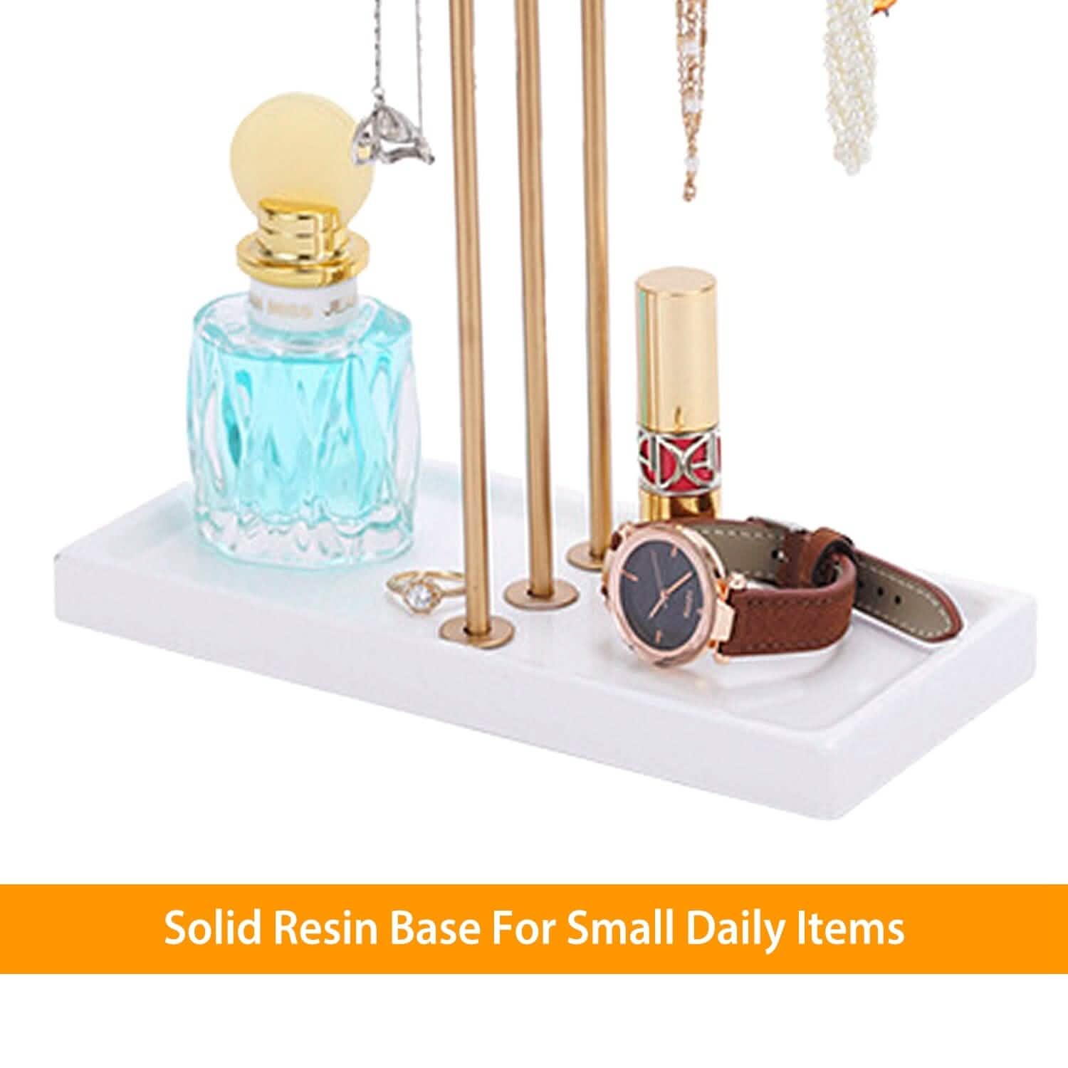 3-Tier Gold Metal Tabletop Jewelry Tree Stand DailySale