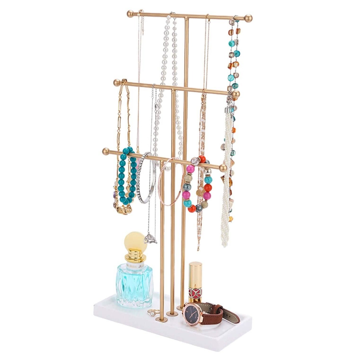 3-Tier Gold Metal Tabletop Jewelry Tree Stand DailySale