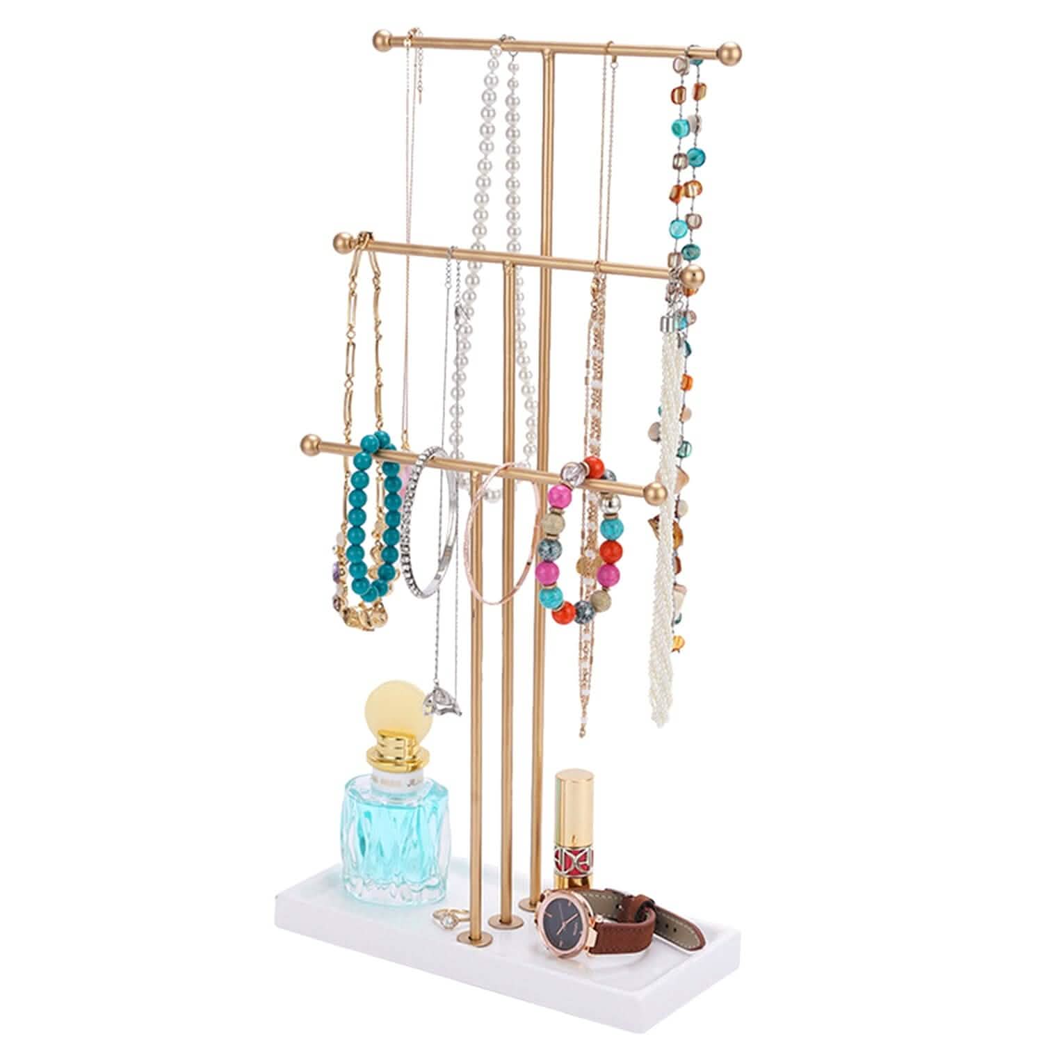 3-Tier Gold Metal Tabletop Jewelry Tree Stand DailySale