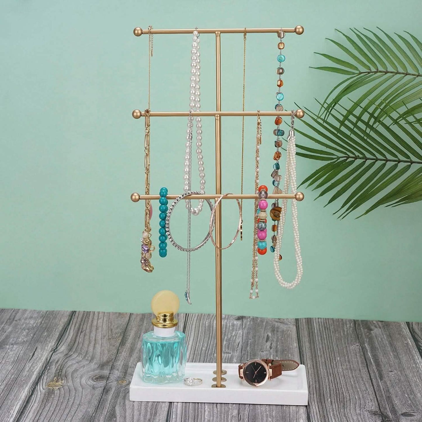 3-Tier Gold Metal Tabletop Jewelry Tree Stand DailySale