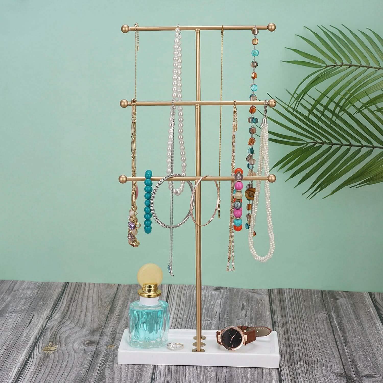 3-Tier Gold Metal Tabletop Jewelry Tree Stand DailySale