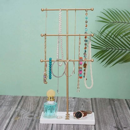3-Tier Gold Metal Tabletop Jewelry Tree Stand DailySale