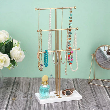 3-Tier Gold Metal Tabletop Jewelry Tree Stand DailySale