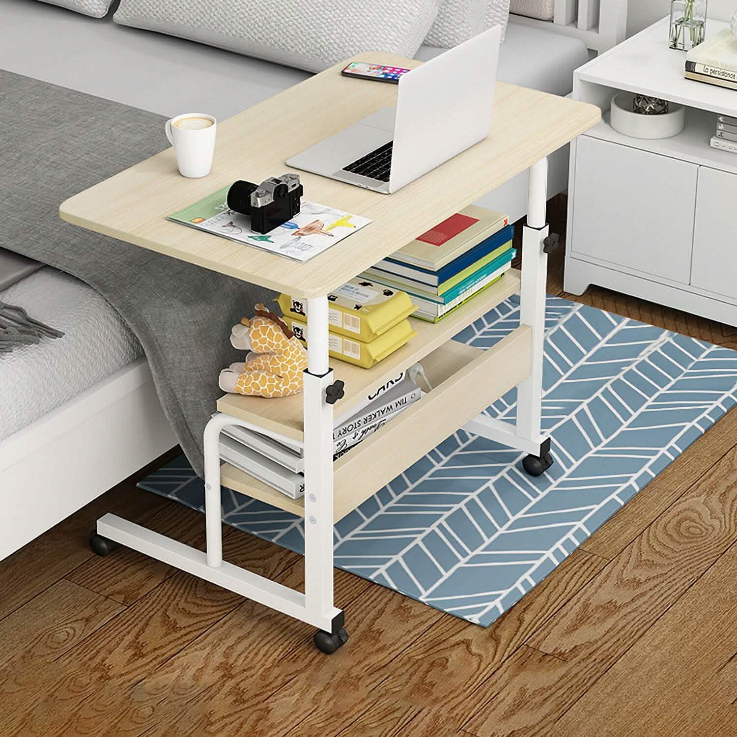 3-Tier Height Adjustable Laptop Desk with Rolling Wheels DailySale