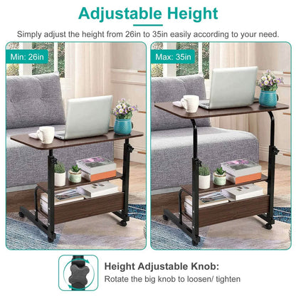 3-Tier Height Adjustable Laptop Desk with Rolling Wheels DailySale