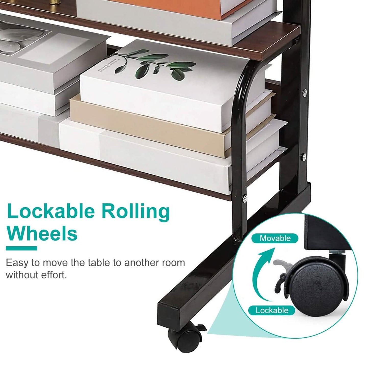 3-Tier Height Adjustable Laptop Desk with Rolling Wheels DailySale