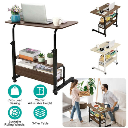3-Tier Height Adjustable Laptop Desk with Rolling Wheels DailySale