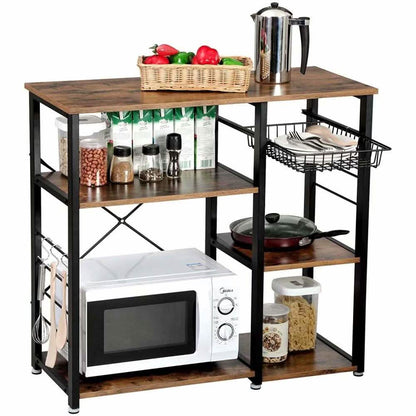 3-Tier Industrial Kitchen Baker's Rack Utility Microwave Oven Stand Storage Cart Workstation Shelf, Vintage DailySale