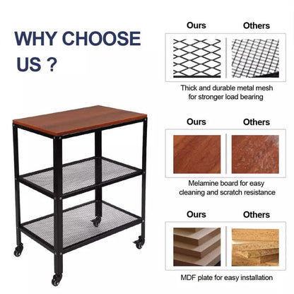 3-Tier Kitchen Microwave Cart Standing Bakers Rack Storage Cart DailySale