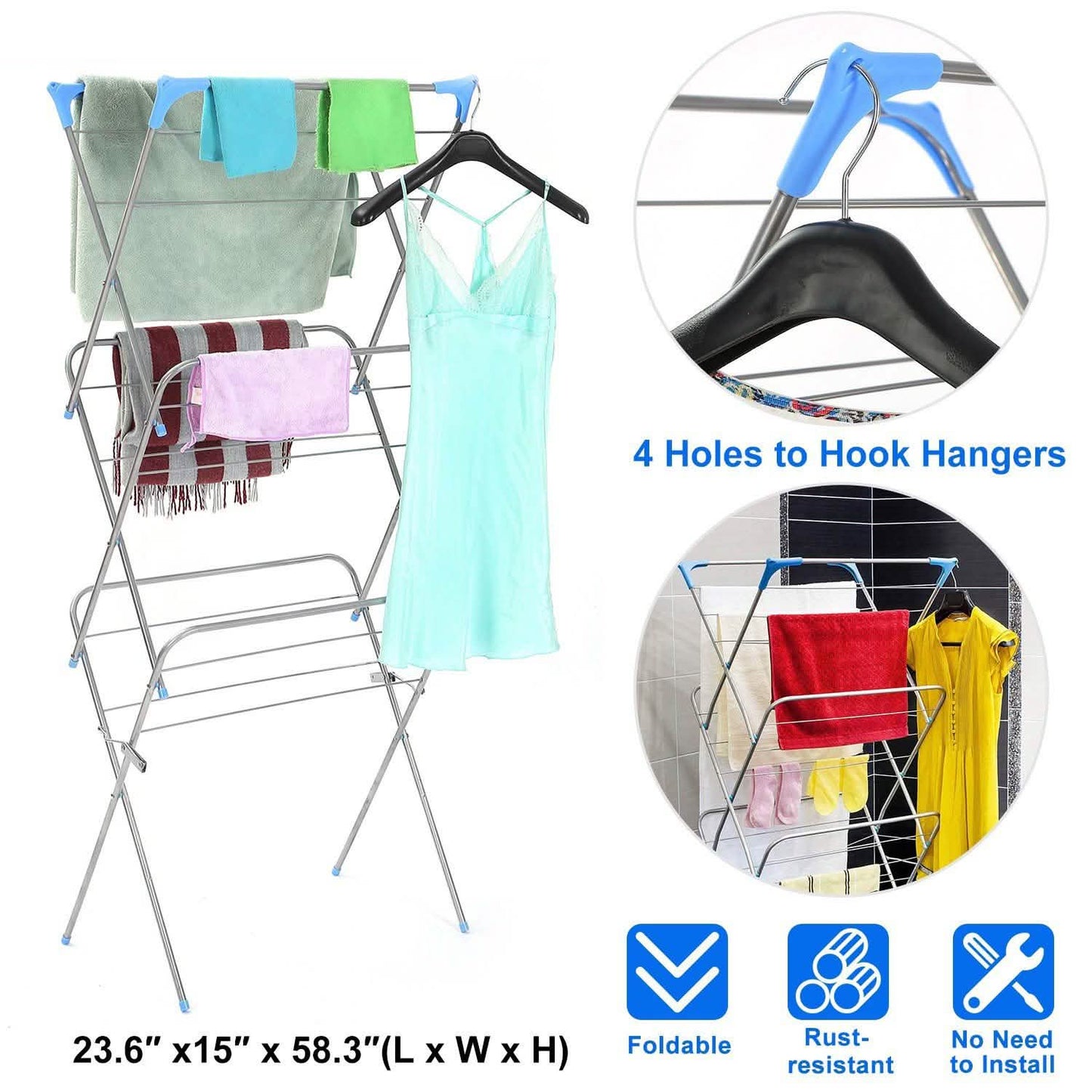 3 Tier Laundry Rack Foldable Clothes Drying Rack DailySale