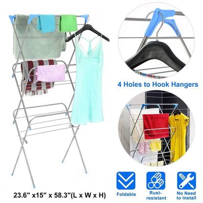 3 Tier Laundry Rack Foldable Clothes Drying Rack DailySale