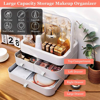 3-Tier Makeup Organizers Cosmetic Storage Box with Dustproof Waterproof Lid DailySale