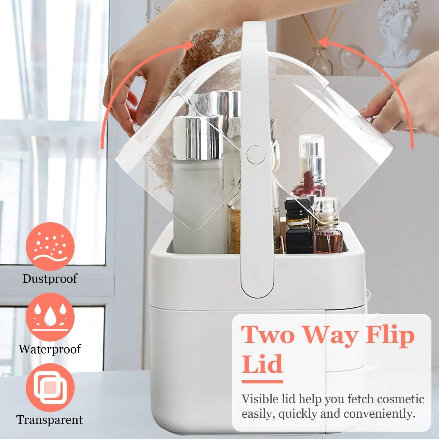 3-Tier Makeup Organizers Cosmetic Storage Box with Dustproof Waterproof Lid DailySale