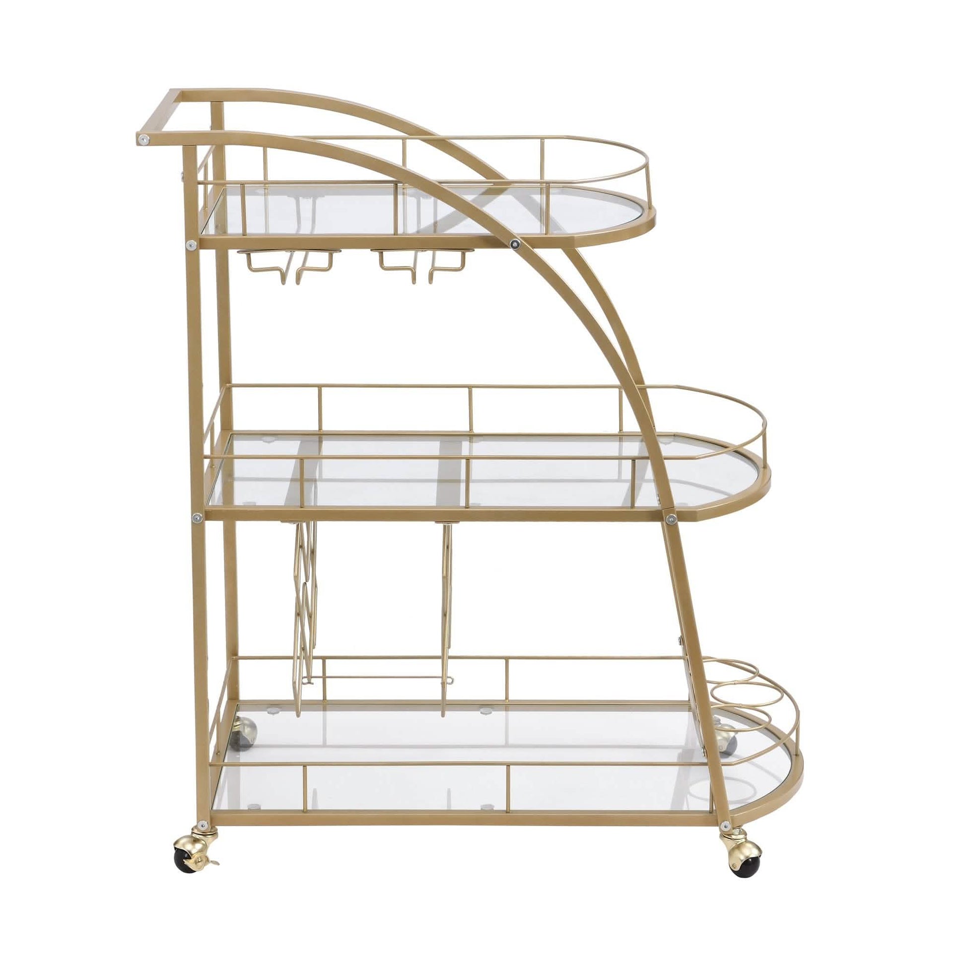 3 Tier Metal Frame Serving Wine Cart with Wheels DailySale