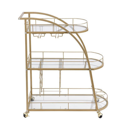 3 Tier Metal Frame Serving Wine Cart with Wheels DailySale