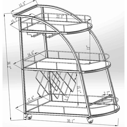 3 Tier Metal Frame Serving Wine Cart with Wheels DailySale
