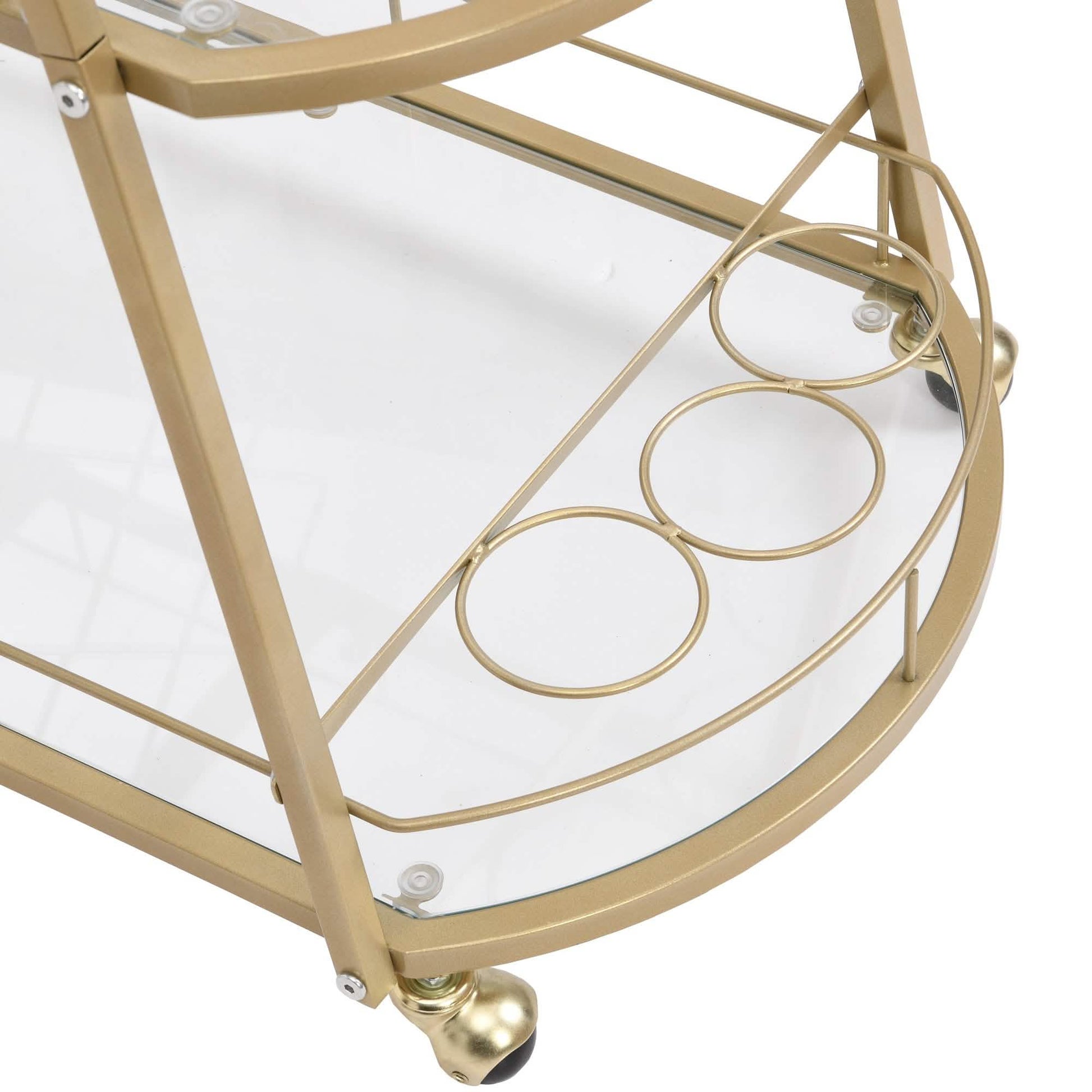 3 Tier Metal Frame Serving Wine Cart with Wheels DailySale