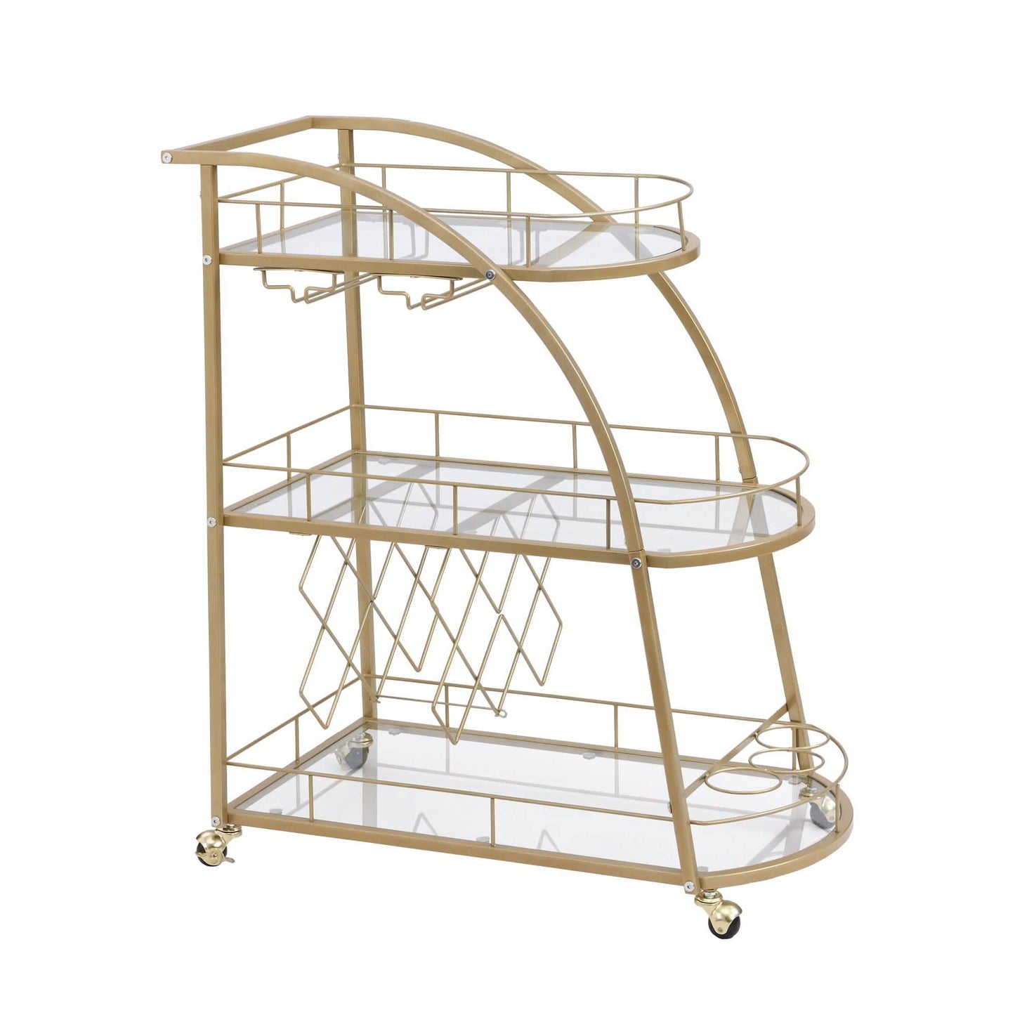 3 Tier Metal Frame Serving Wine Cart with Wheels DailySale