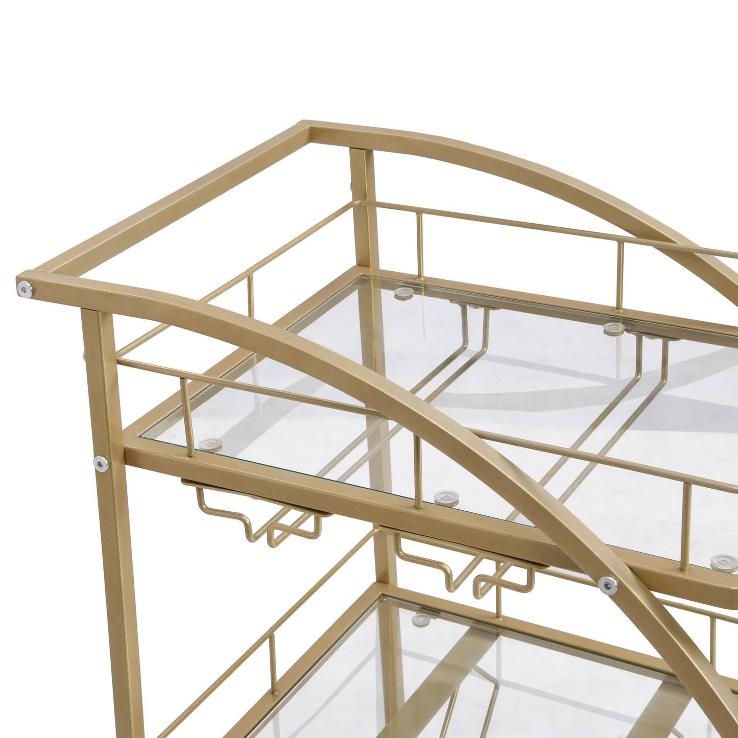 3 Tier Metal Frame Serving Wine Cart with Wheels DailySale