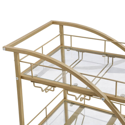 3 Tier Metal Frame Serving Wine Cart with Wheels DailySale