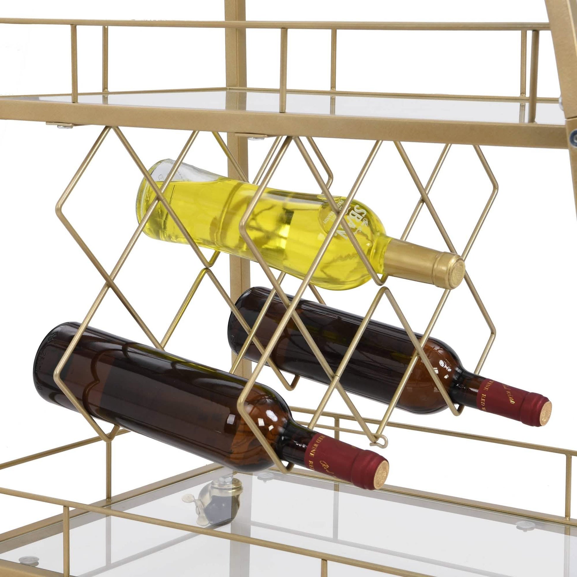 3 Tier Metal Frame Serving Wine Cart with Wheels DailySale