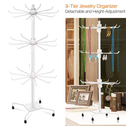 3-Tier Metal Jewelry Rack 30-Hook Necklaces Bracelets Display Stand DailySale