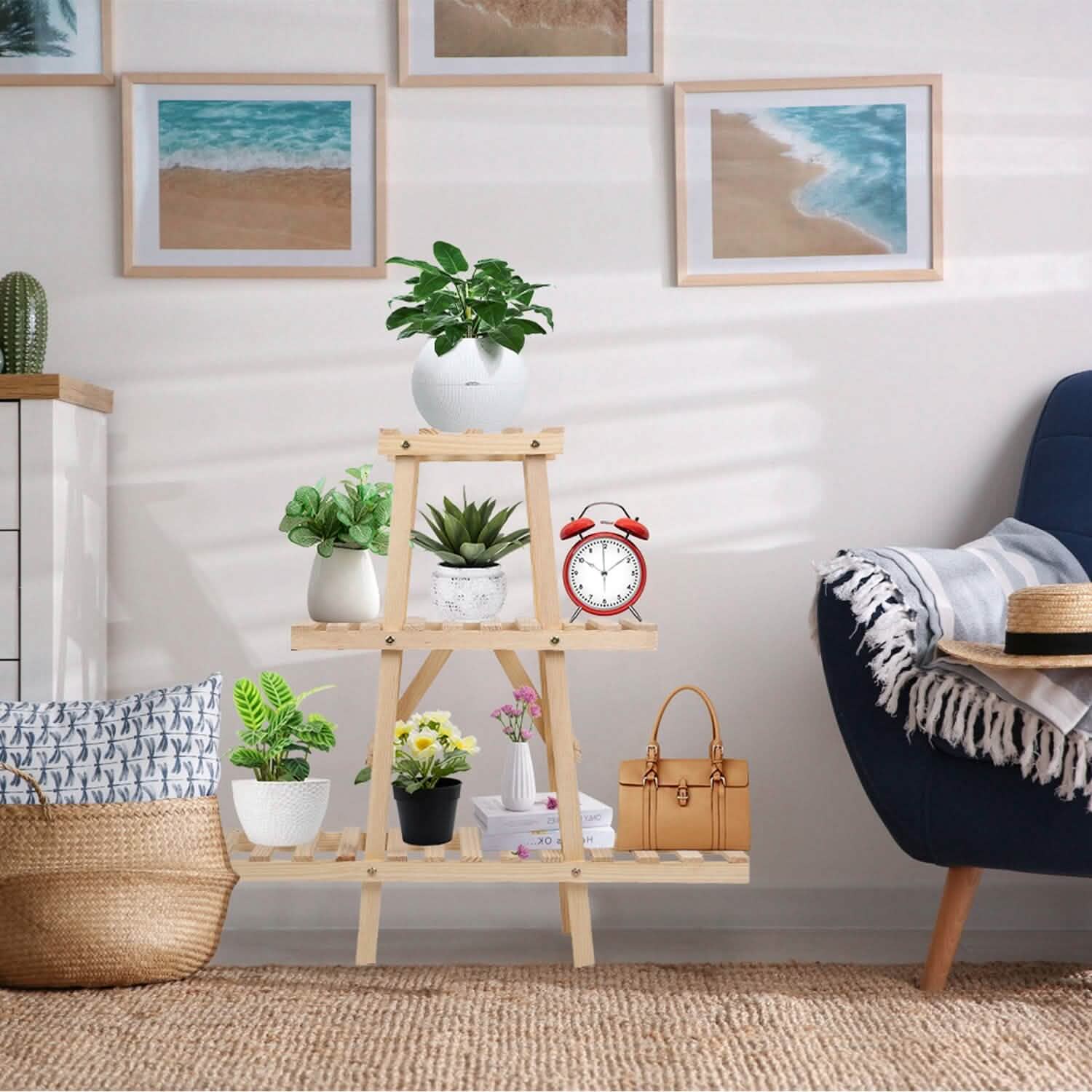 3-Tier Potted Flower Shelf Multi-tier Flower Pot Rack Holder Triangle Ladder DailySale