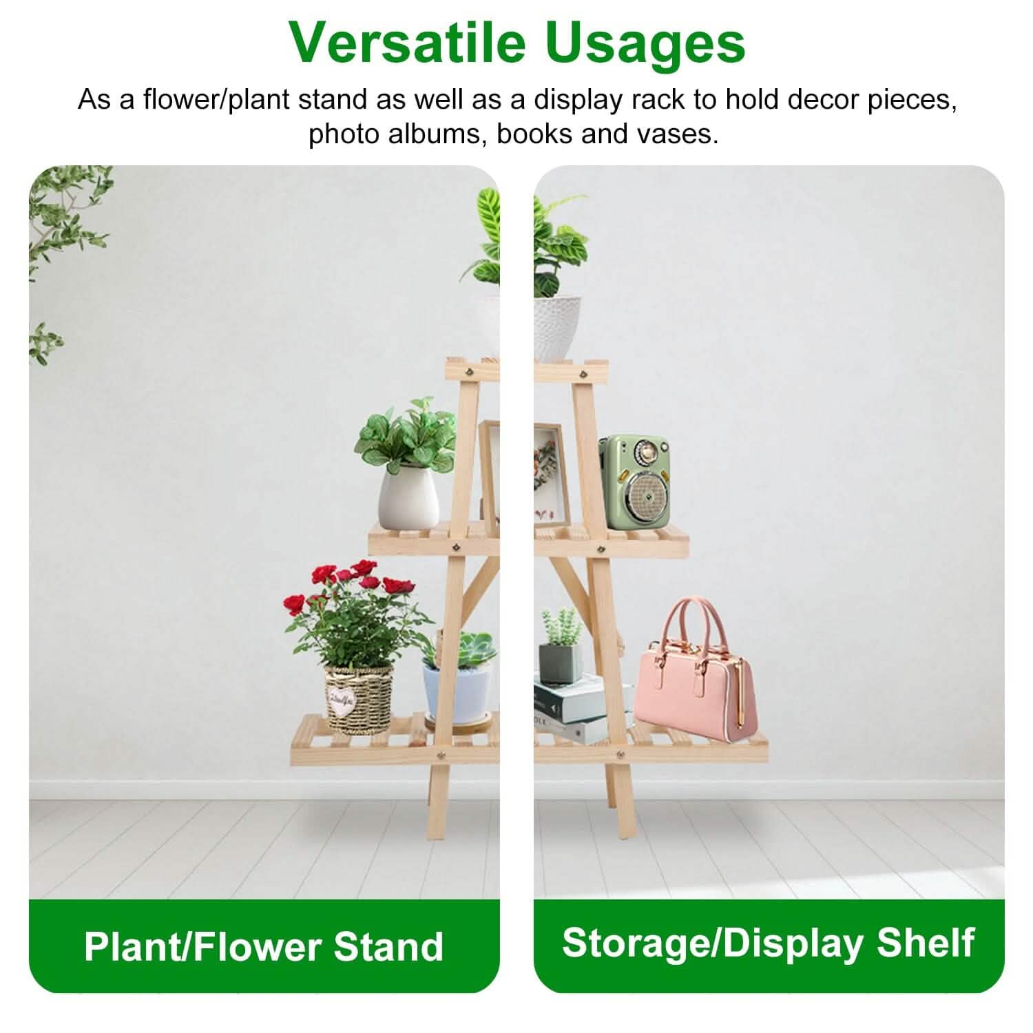 3-Tier Potted Flower Shelf Multi-tier Flower Pot Rack Holder Triangle Ladder DailySale