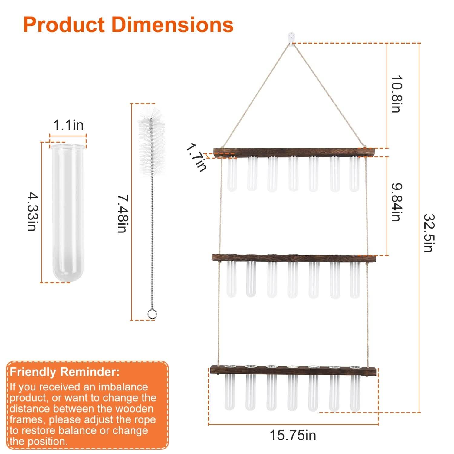 3-Tier Wall Hanging Glass Tube Planter DailySale