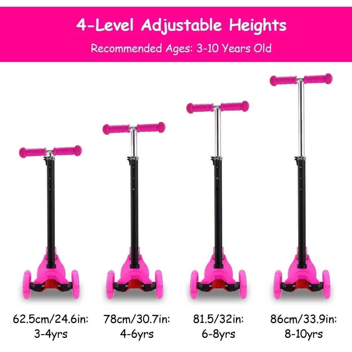 3-Wheeled LEDs Kick Scooter for Kids Flashing Scooter Adjustable Height DailySale
