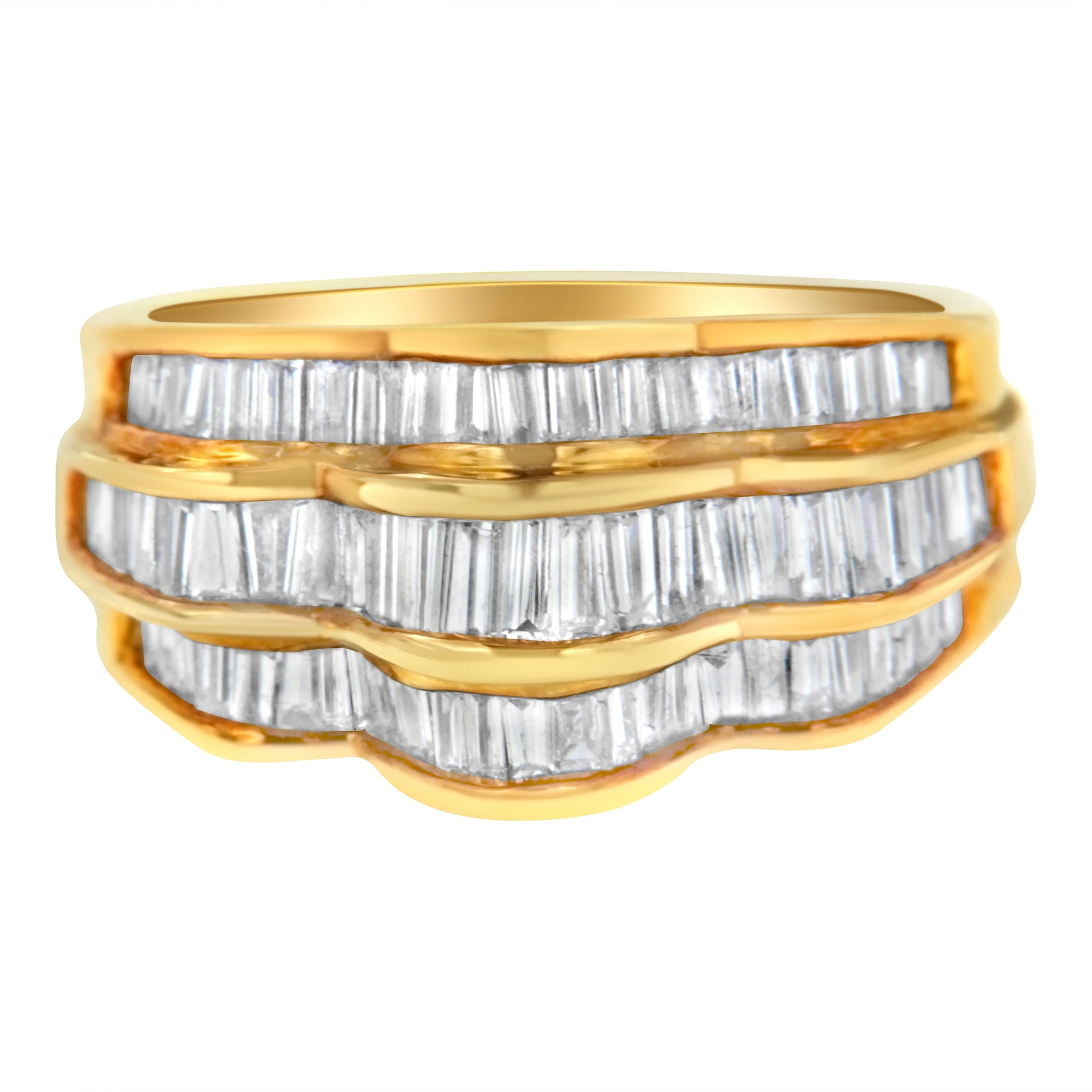 14KT Yellow Gold Diamond Multi-Row Band Ring (1 1/4 cttw, H-I Color, SI1-SI2 Clarity) Bids.com