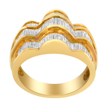 14KT Yellow Gold Diamond Multi-Row Band Ring (1 1/4 cttw, H-I Color, SI1-SI2 Clarity) Bids.com