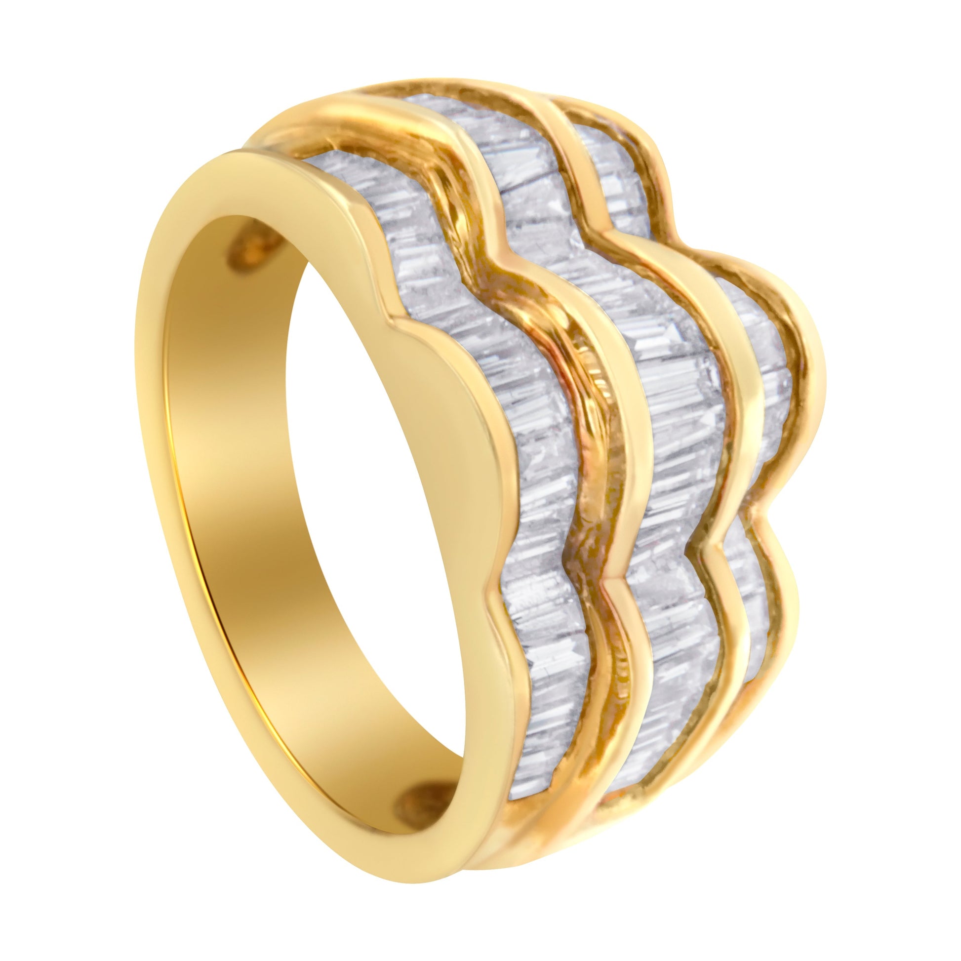 14KT Yellow Gold Diamond Multi-Row Band Ring (1 1/4 cttw, H-I Color, SI1-SI2 Clarity) Bids.com
