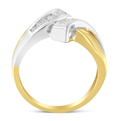 10K Two Toned Channel-Set Diamond Bypass Ring (1/4 cttw, I-J Color, I2 Clarity) Bids.com