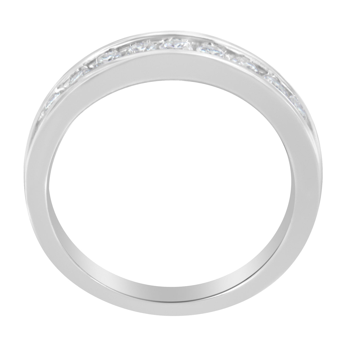 18K White Gold Round Diamond 1/2 Cttw Channel Band Ring Bids.com