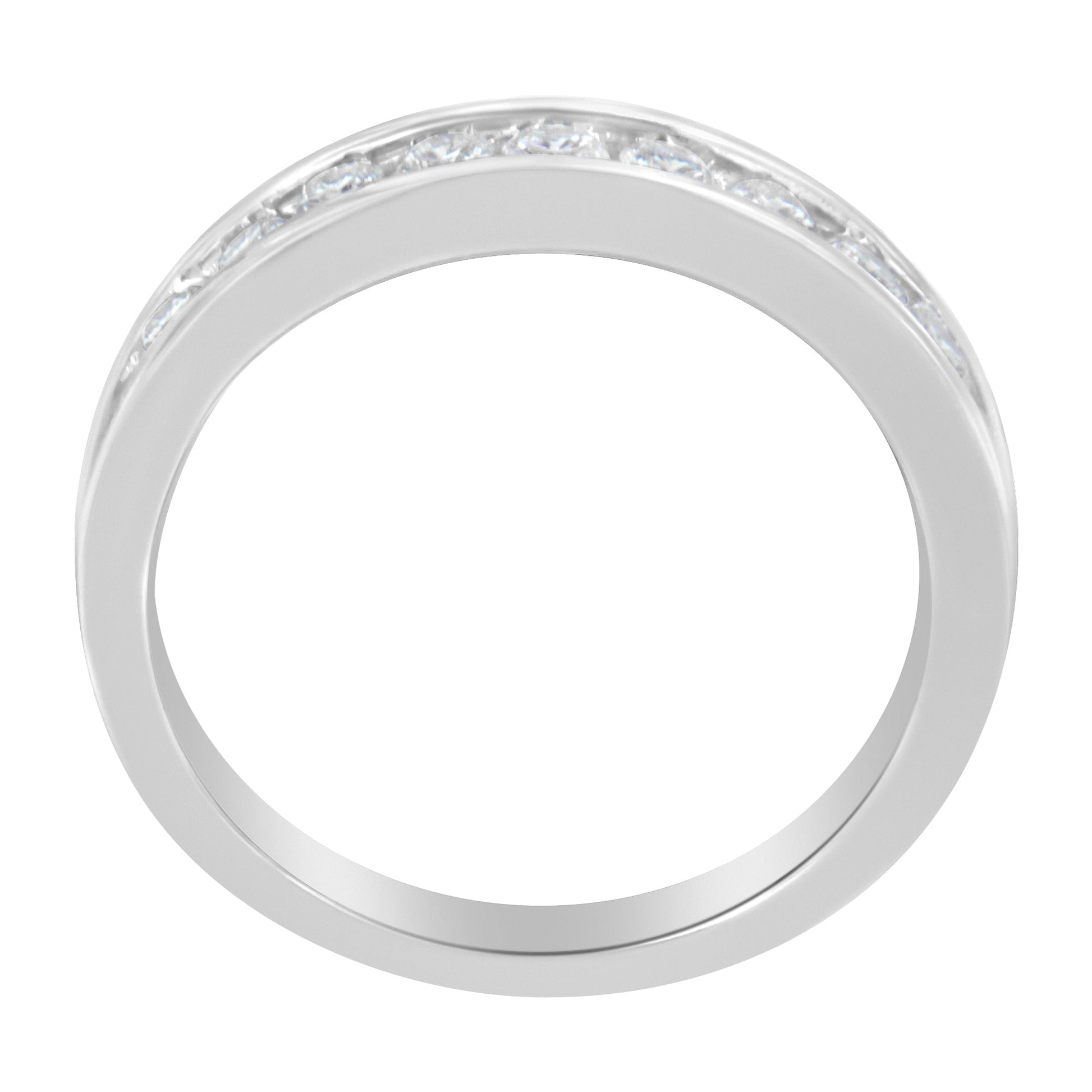 18K White Gold Round Diamond 1/2 Cttw Channel Band Ring Bids.com
