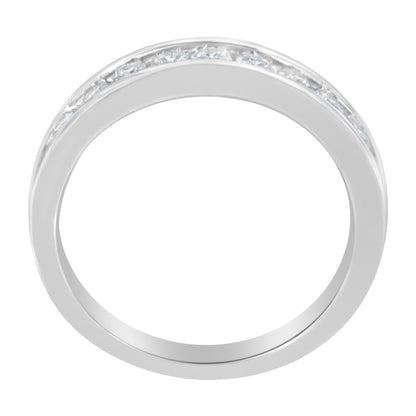 18K White Gold Round Diamond 1/2 Cttw Channel Band Ring Bids.com