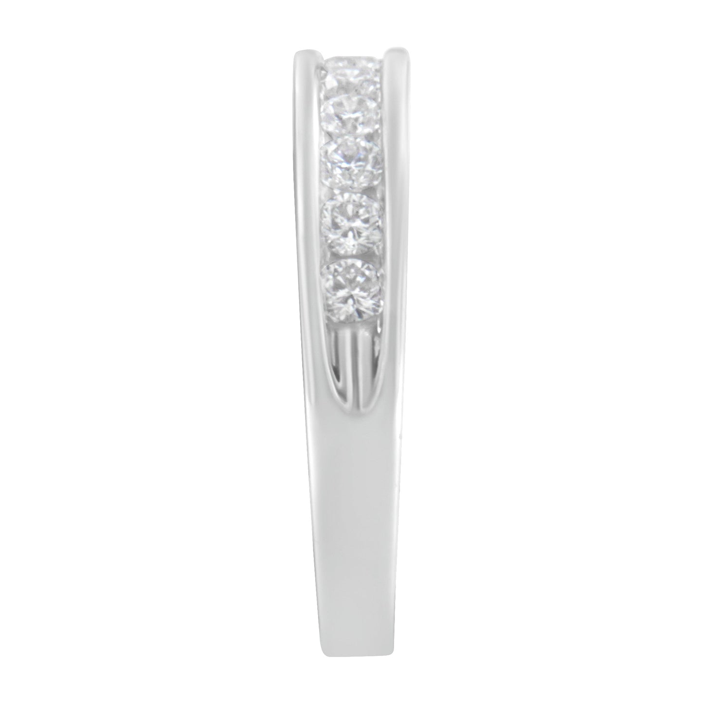 18K White Gold Round Diamond 1/2 Cttw Channel Band Ring Bids.com