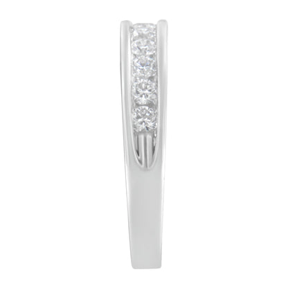 18K White Gold Round Diamond 1/2 Cttw Channel Band Ring Bids.com
