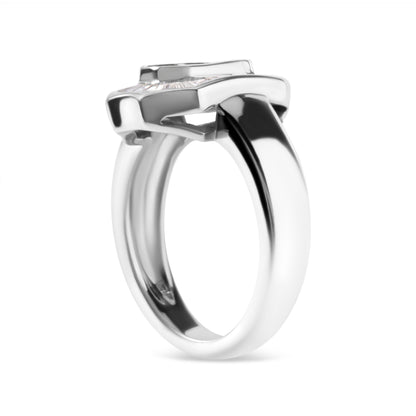 14K White Gold 1.00 Cttw Baguette and Princess-Cut Diamond Cocktail Art Deco Style Ring (H-I Color, SI1-SI2 Clarity) - Size 7 Bids.com