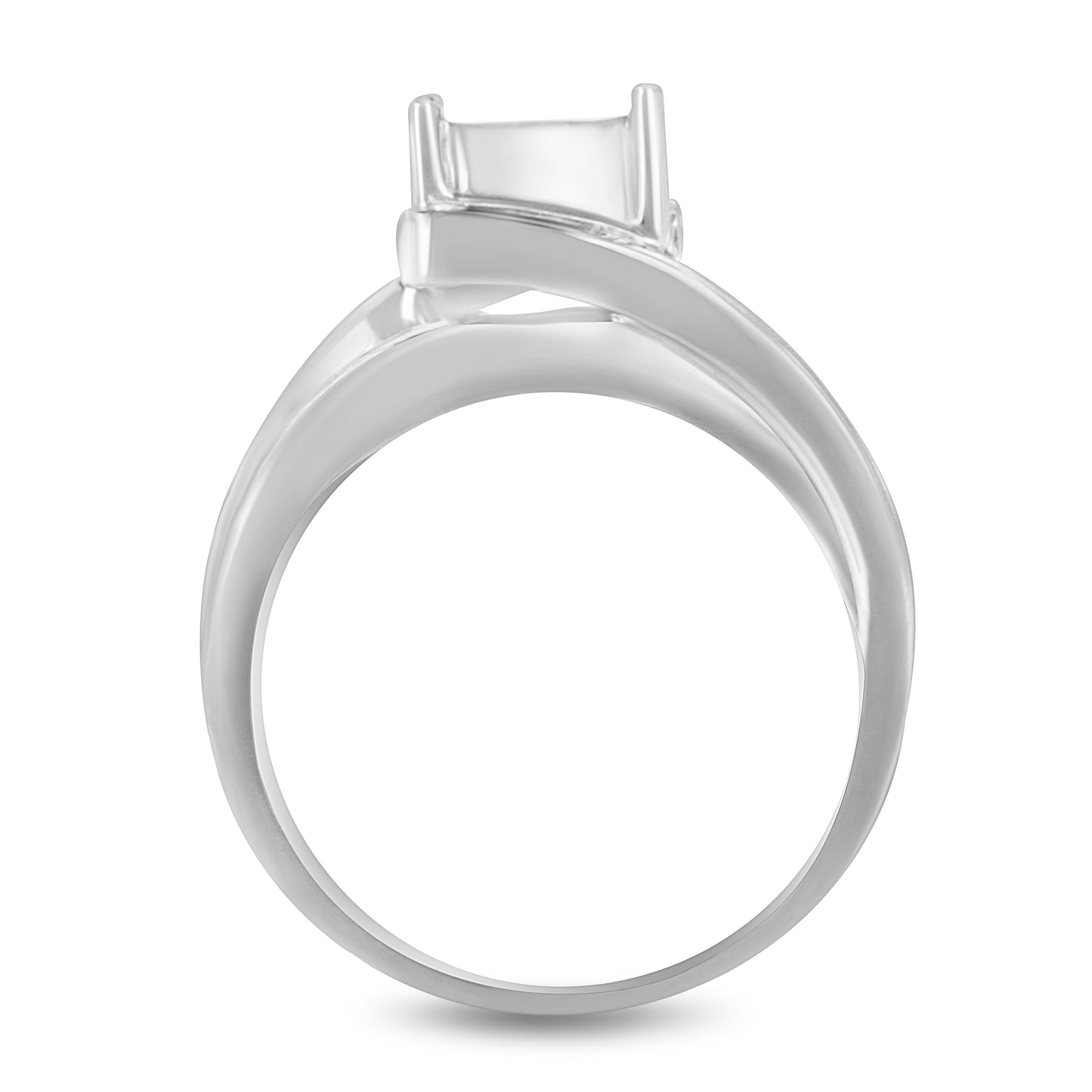 10K White Gold 1/3 Cttw Invisible Set Princess-cut Diamond Cluster Bypass Ring (H-I Color, SI1-SI2 Clarity) - Ring Size 7 Bids.com