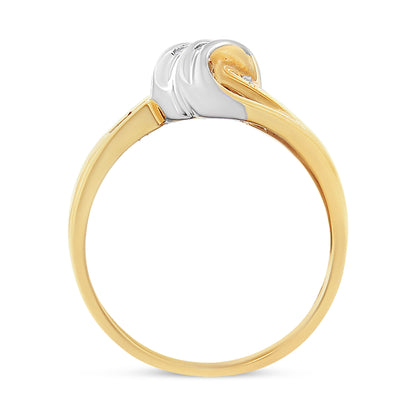 10K Yellow and White Gold 1.00 Cttw Round And Baguette-Cut Diamond Accent Bypass Ring (H-I Color, I2-I3 Clarity) - Ring Size 7 Bids.com