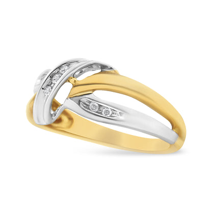 10K Yellow and White Gold 1/20 Cttw Round-Cut Diamond Bypass Ring (I2 Color, I-J Clarity) Bids.com