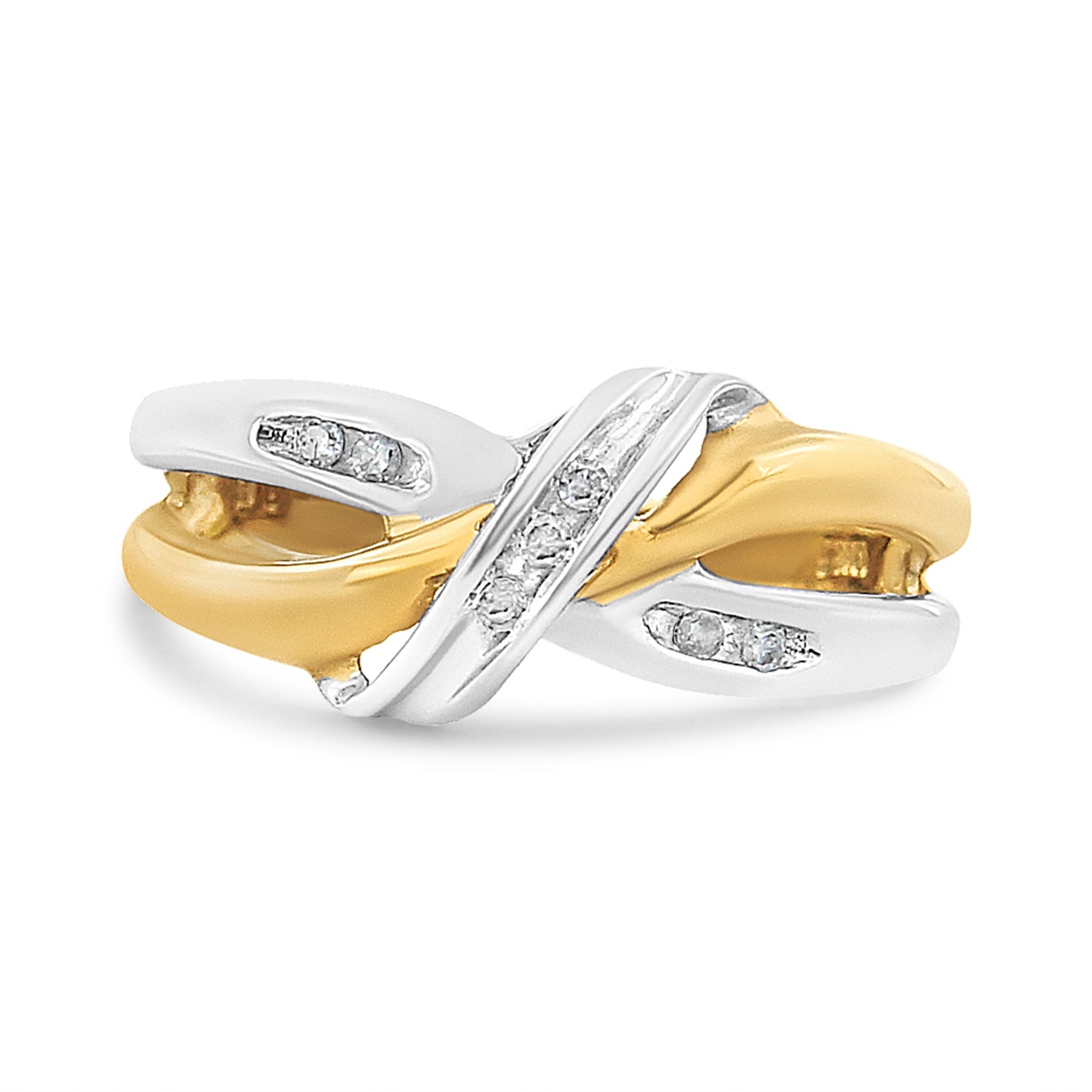 10K Yellow and White Gold 1/20 Cttw Round-Cut Diamond Bypass Ring (I2 Color, I-J Clarity) Bids.com