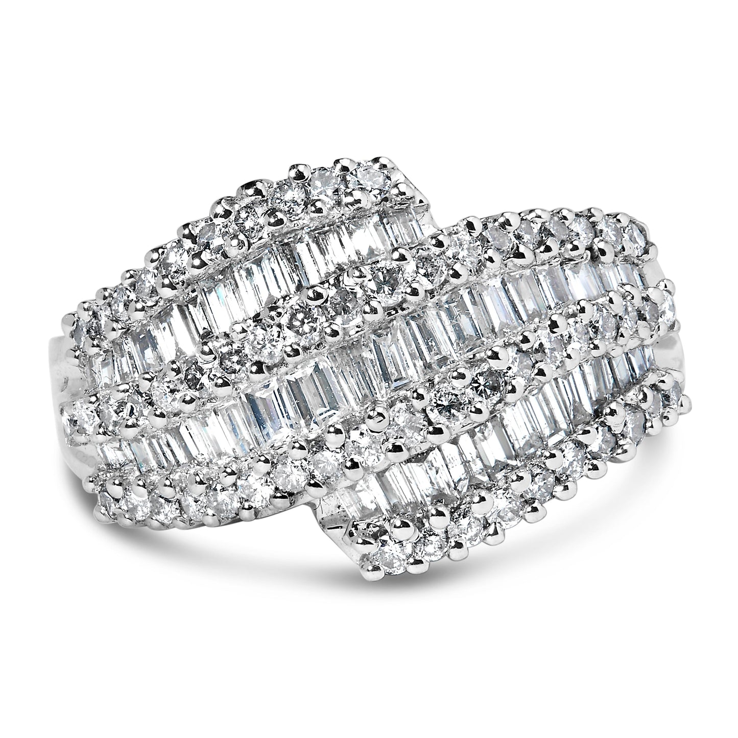 14K White Gold Diamond Cocktail Ring Band (1 3/4 Cttw, H-I Color, SI2-I1 Clarity) - Size 6-1/2 Bids.com