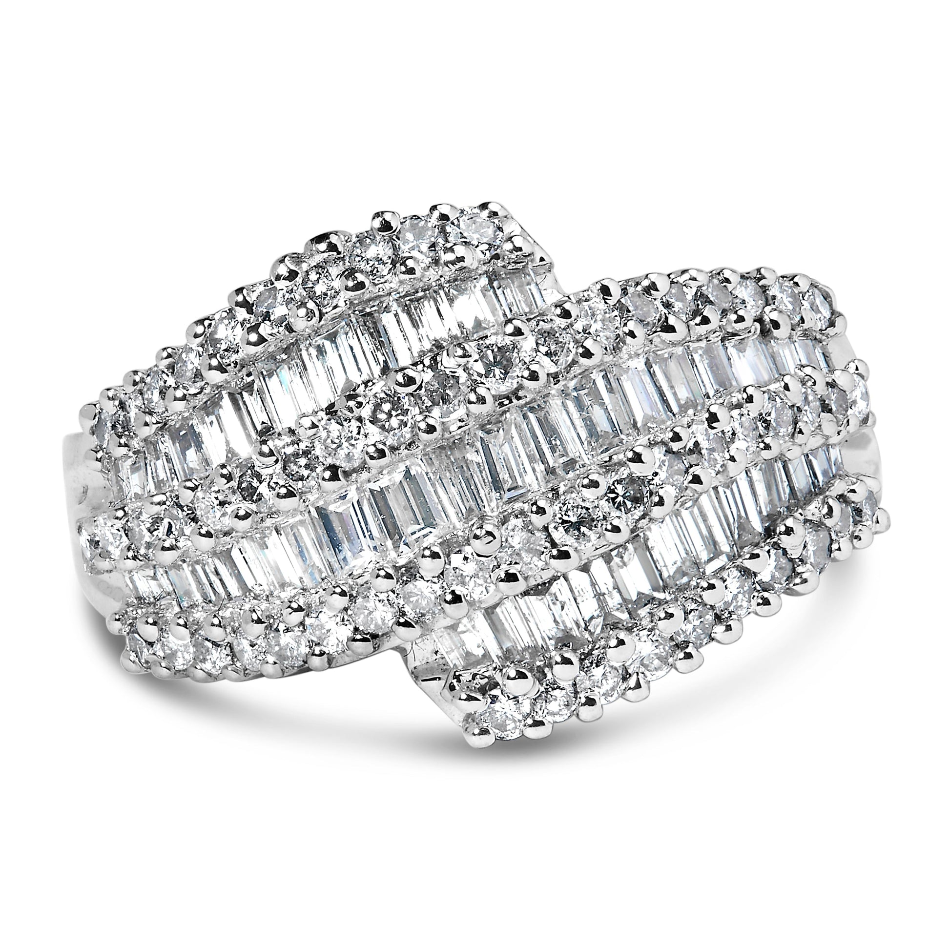14K White Gold Diamond Cocktail Ring Band (1 3/4 Cttw, H-I Color, SI2-I1 Clarity) - Size 6-1/2 Bids.com