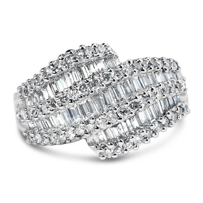 14K White Gold Diamond Cocktail Ring Band (1 3/4 Cttw, H-I Color, SI2-I1 Clarity) - Size 6-1/2 Bids.com