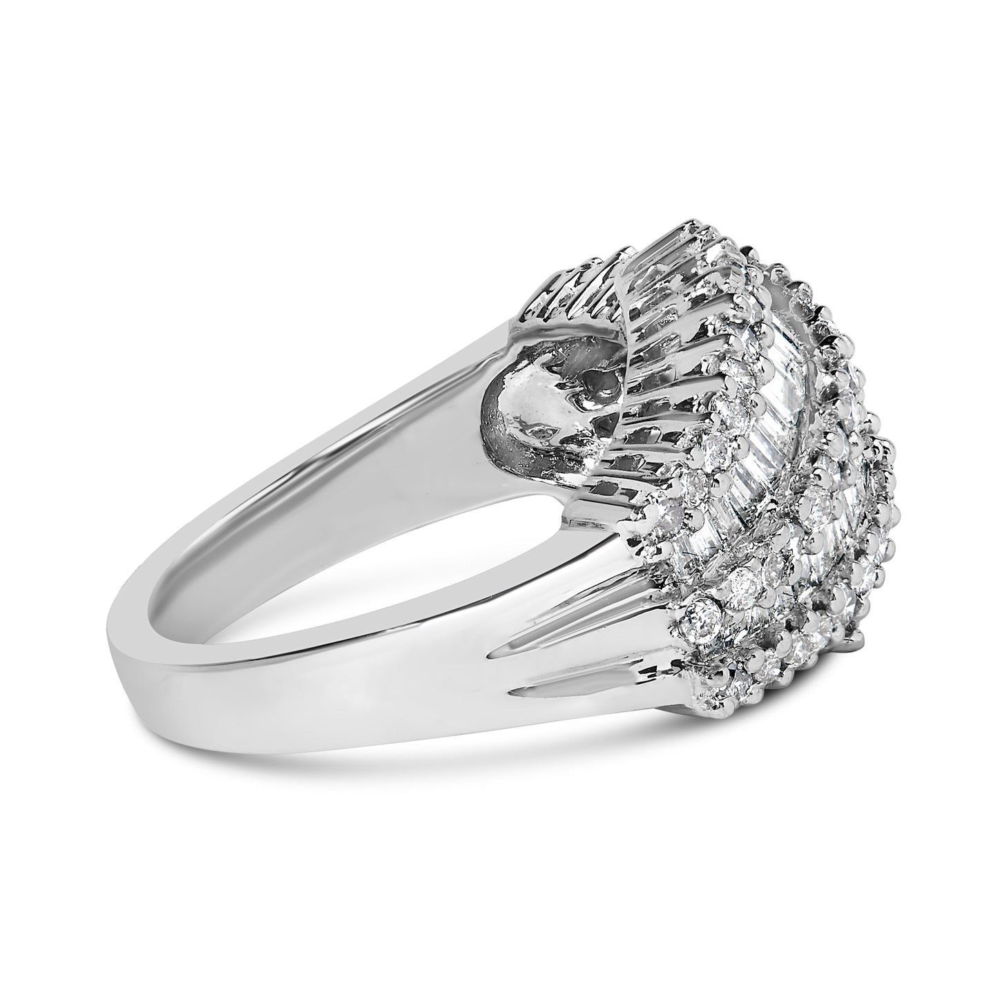 14K White Gold Diamond Cocktail Ring Band (1 3/4 Cttw, H-I Color, SI2-I1 Clarity) - Size 6-1/2 Bids.com