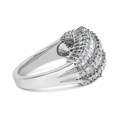 14K White Gold Diamond Cocktail Ring Band (1 3/4 Cttw, H-I Color, SI2-I1 Clarity) - Size 6-1/2 Bids.com