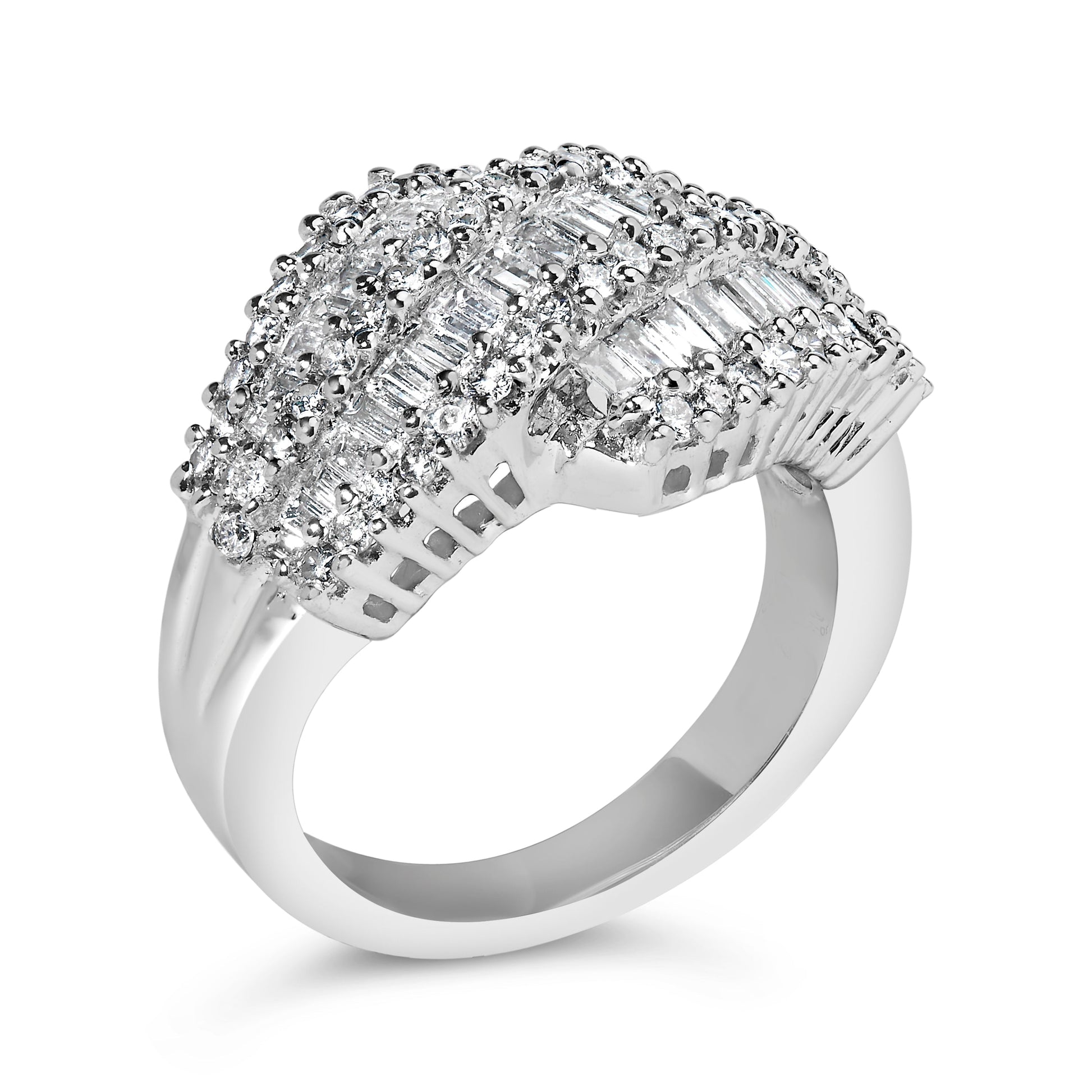 14K White Gold Diamond Cocktail Ring Band (1 3/4 Cttw, H-I Color, SI2-I1 Clarity) - Size 6-1/2 Bids.com